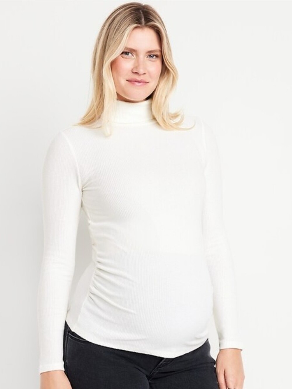 Old Navy Maternity Fitted Long Sleeve Turtleneck White Medium